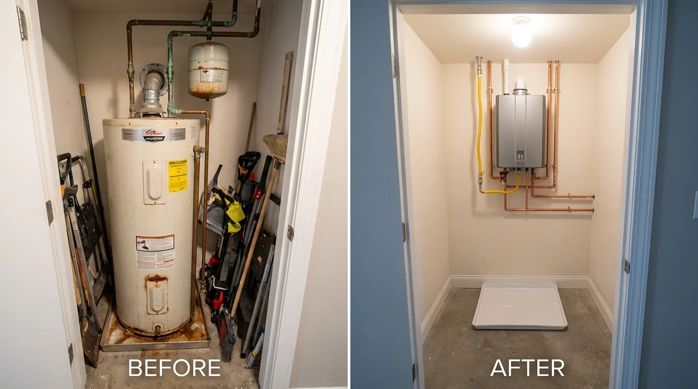 Tank water heater versus wall-mounted tankless unit comparison for Palmyra, PA homeowners
